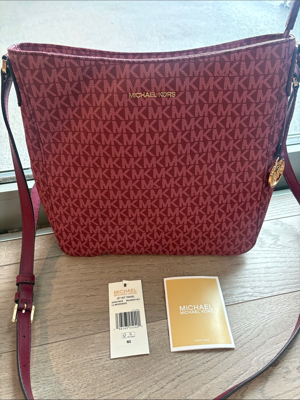 Michael Kors mulberry MK Signature Crossbody Bag with Gold Hardware